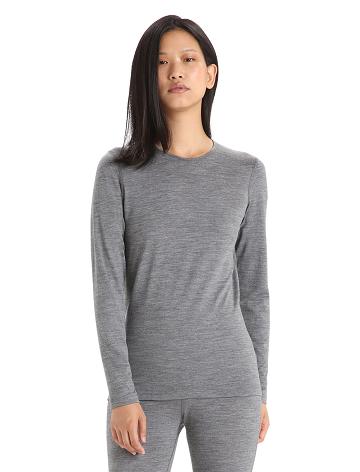 Base Layers Icebreaker Merino 200 Oasis Long Sleeve Crewe Thermal Top Damskie Szare | PL 1017DFMN